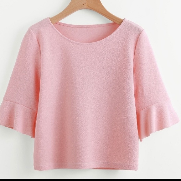 Asian Tops - Bell Sleeve Pink Top